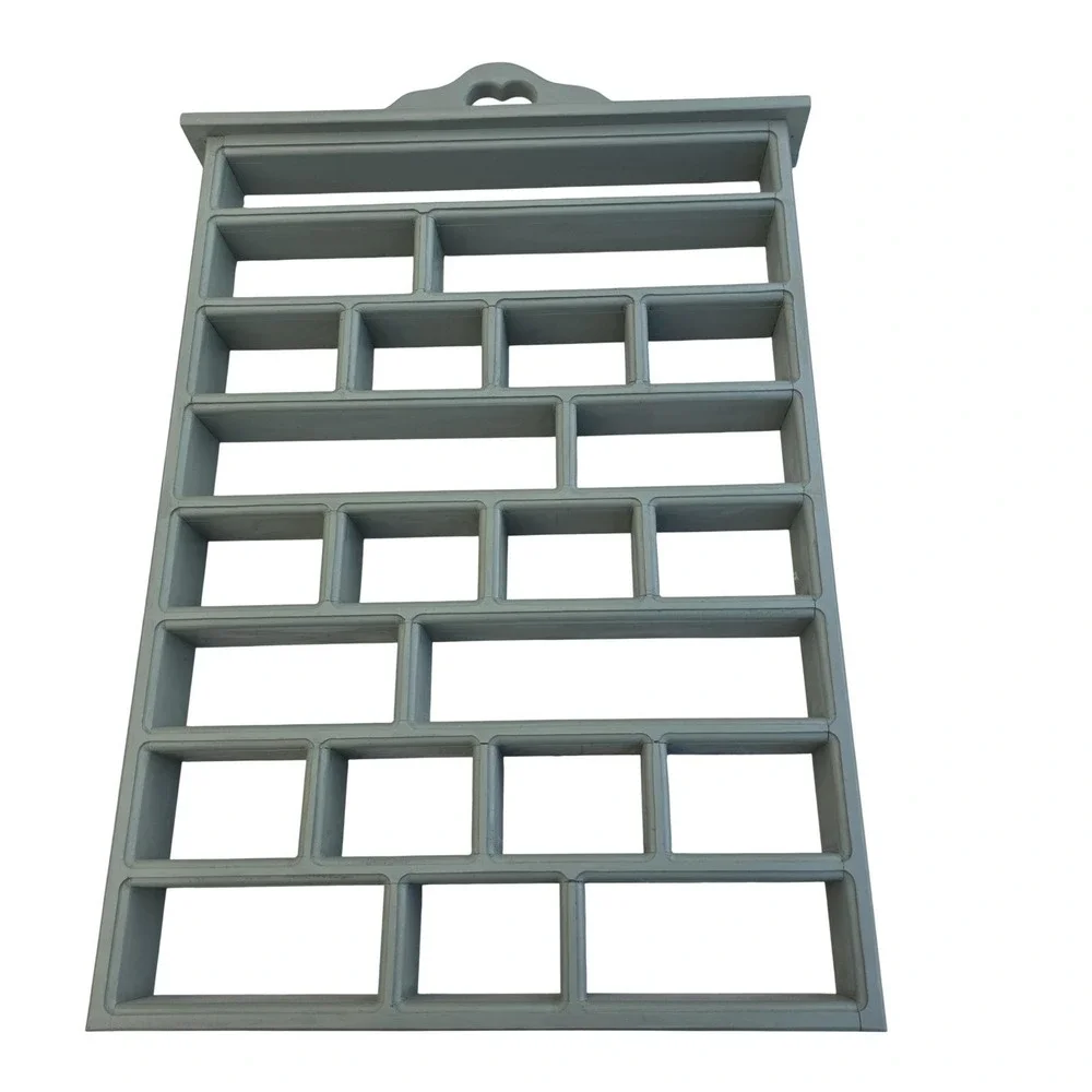 Farmhouse Green Wood Window Panel Wall Shelf Display Heart Cutout Decor Rack